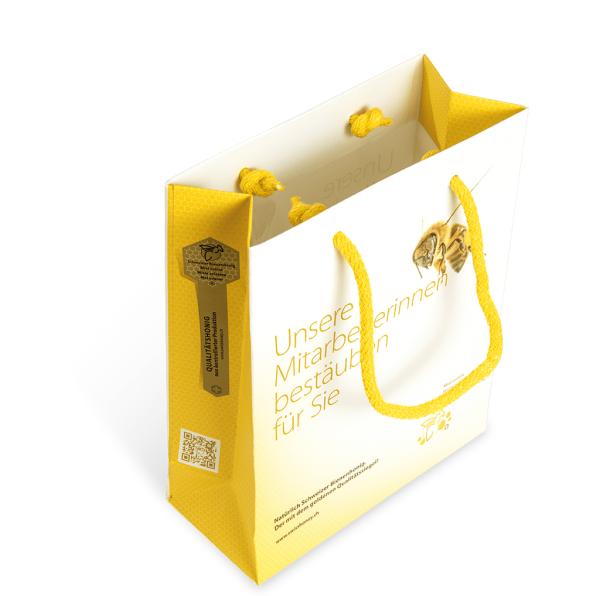 Honigtragtasche Papier mit Kordel gelb Biene